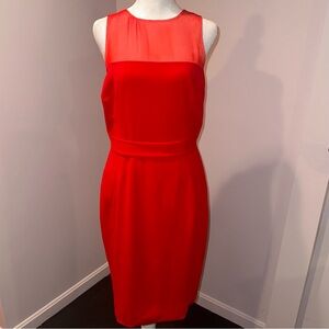 JAYGODFREY Red Sleeveless Sheath Dress with Sheer